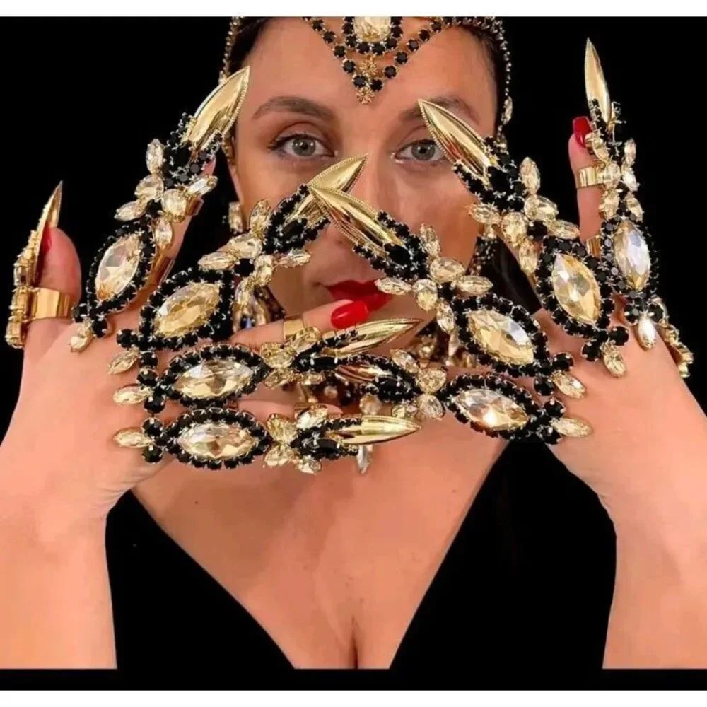 Lot Of 5 Belly Dance Bohemian Full Finger Pointy Rings